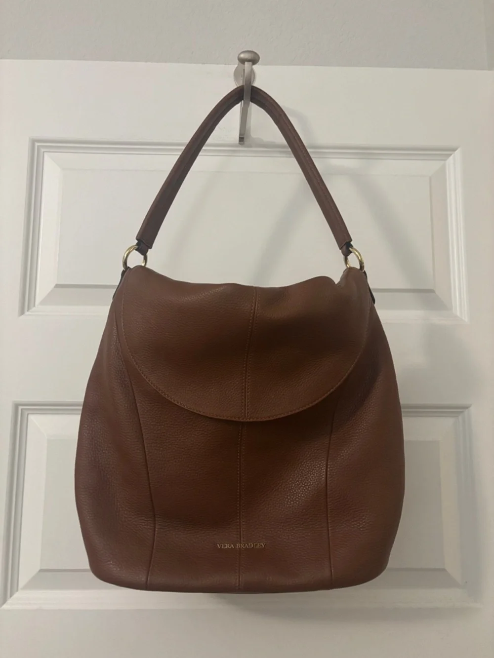 Vera Bradley Tan Pebbled 100% Leather Shoulder Hobo Floral interior desert boho